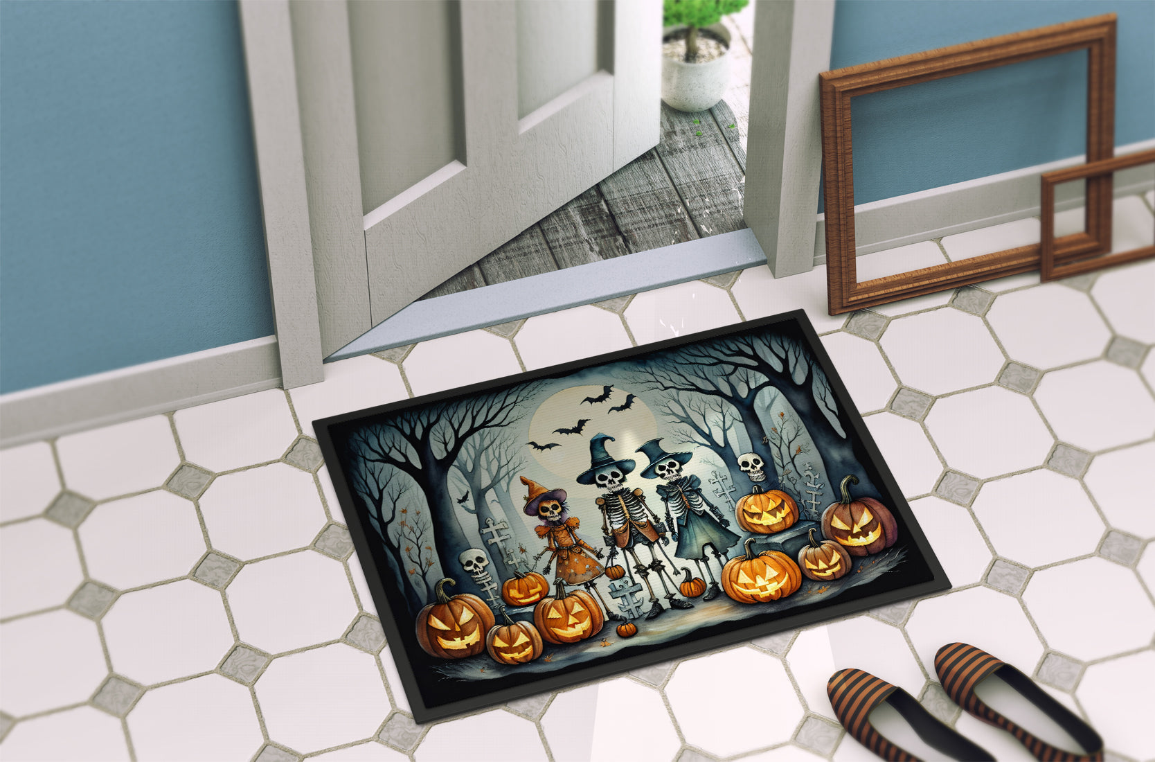 Calacas Skeletons Spooky Halloween Doormat-3