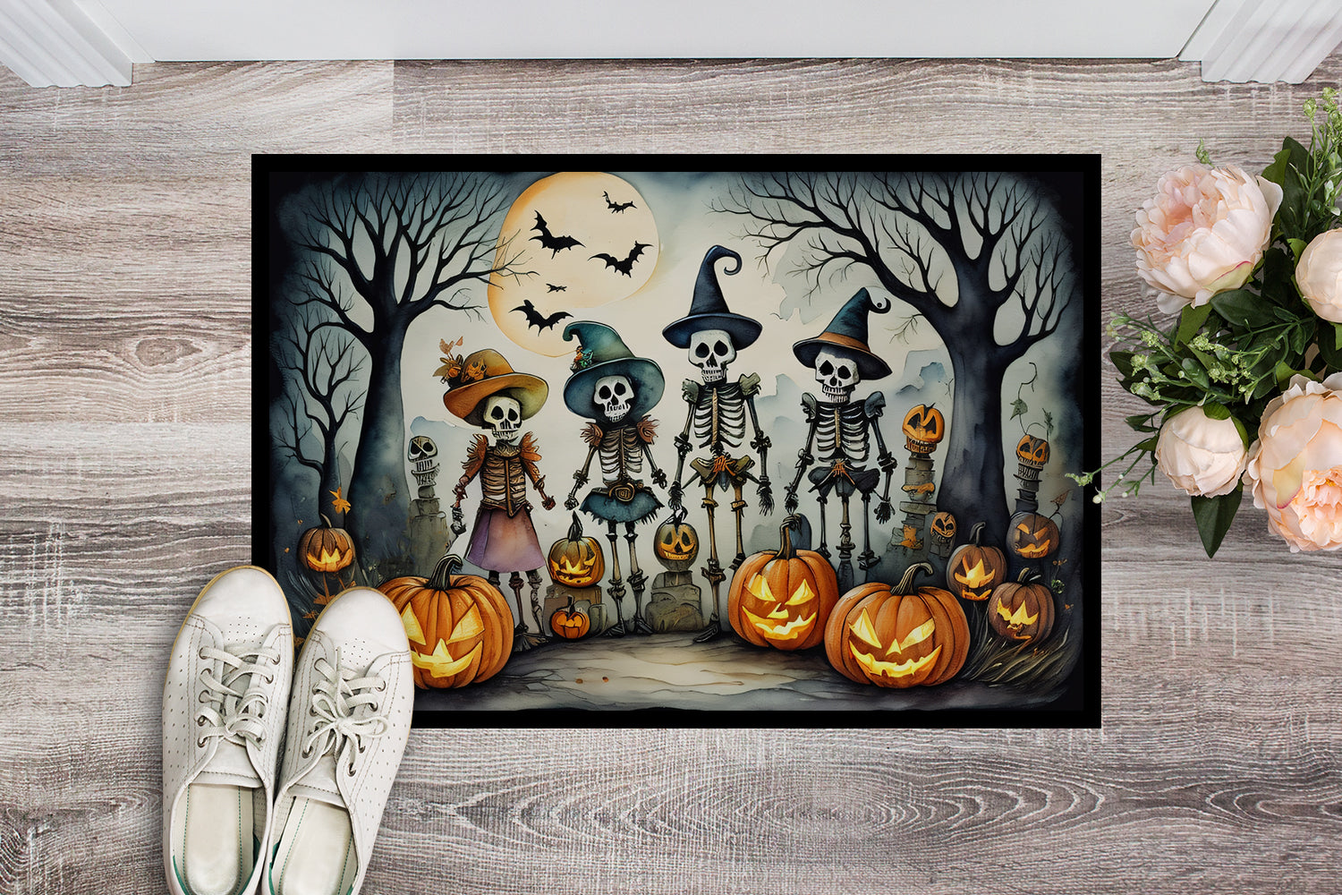 Calacas Skeletons Spooky Halloween Doormat-1