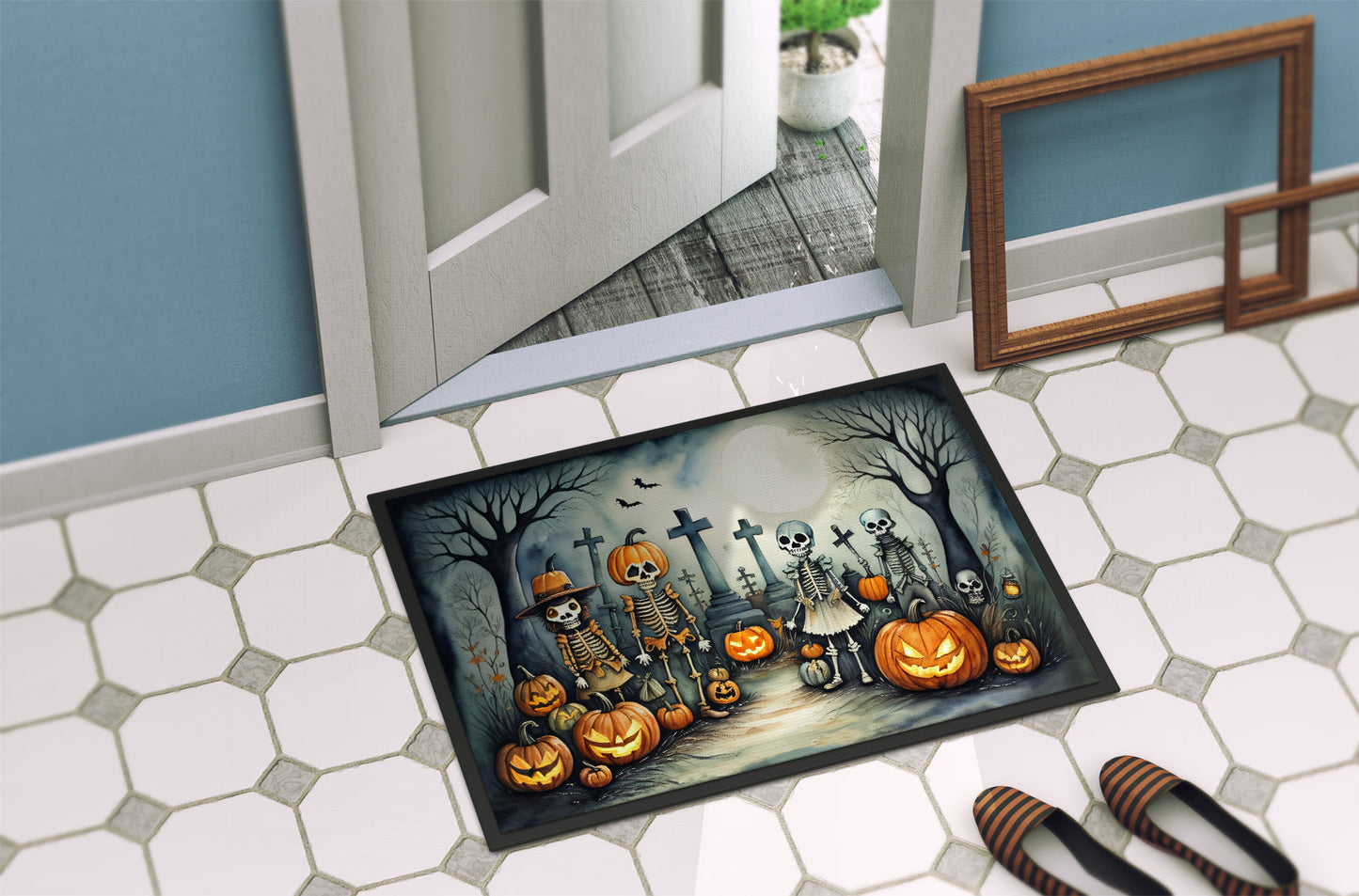 Calacas Skeletons Spooky Halloween Doormat-3