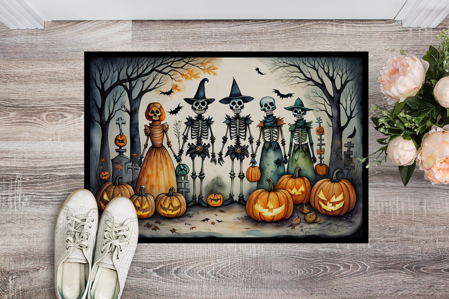 Calacas Skeletons Spooky Halloween Doormat-1