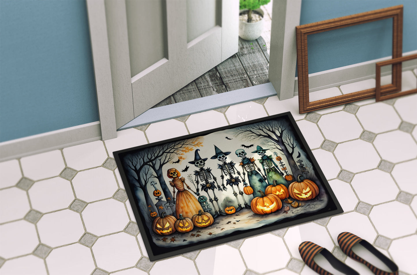 Calacas Skeletons Spooky Halloween Doormat-3