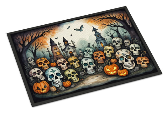 Calaveras Sugar Skulls Spooky Halloween Doormat-0