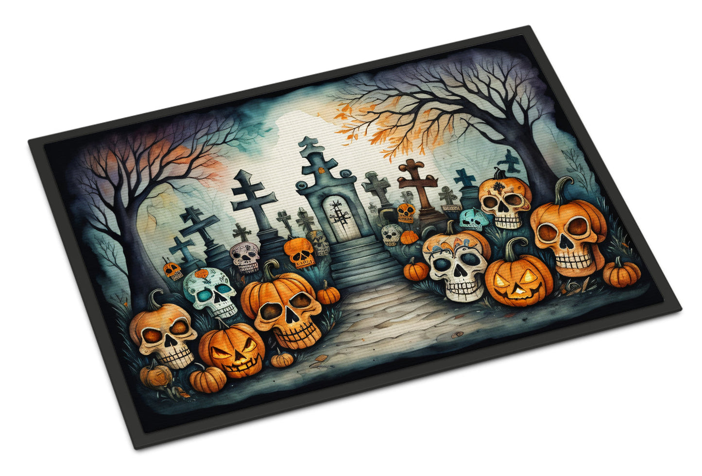 Calaveras Sugar Skulls Spooky Halloween Doormat-0