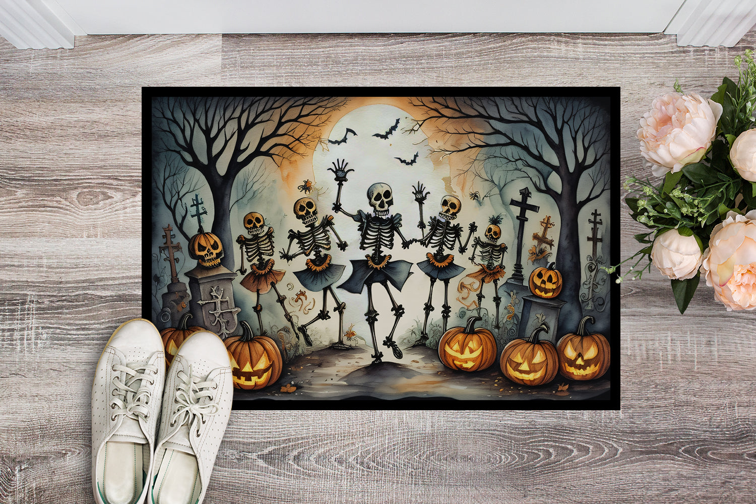 Dancing Skeletons Spooky Halloween Doormat-1