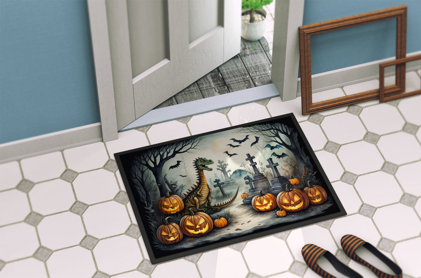 Dinosaurs Spooky Halloween Doormat-3