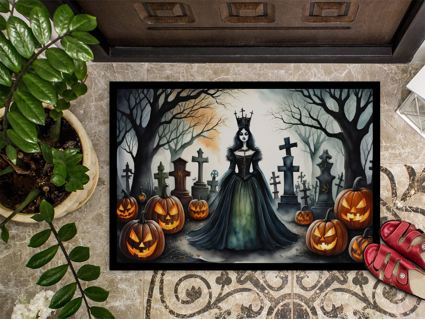 Evil Queen Spooky Halloween Doormat-2