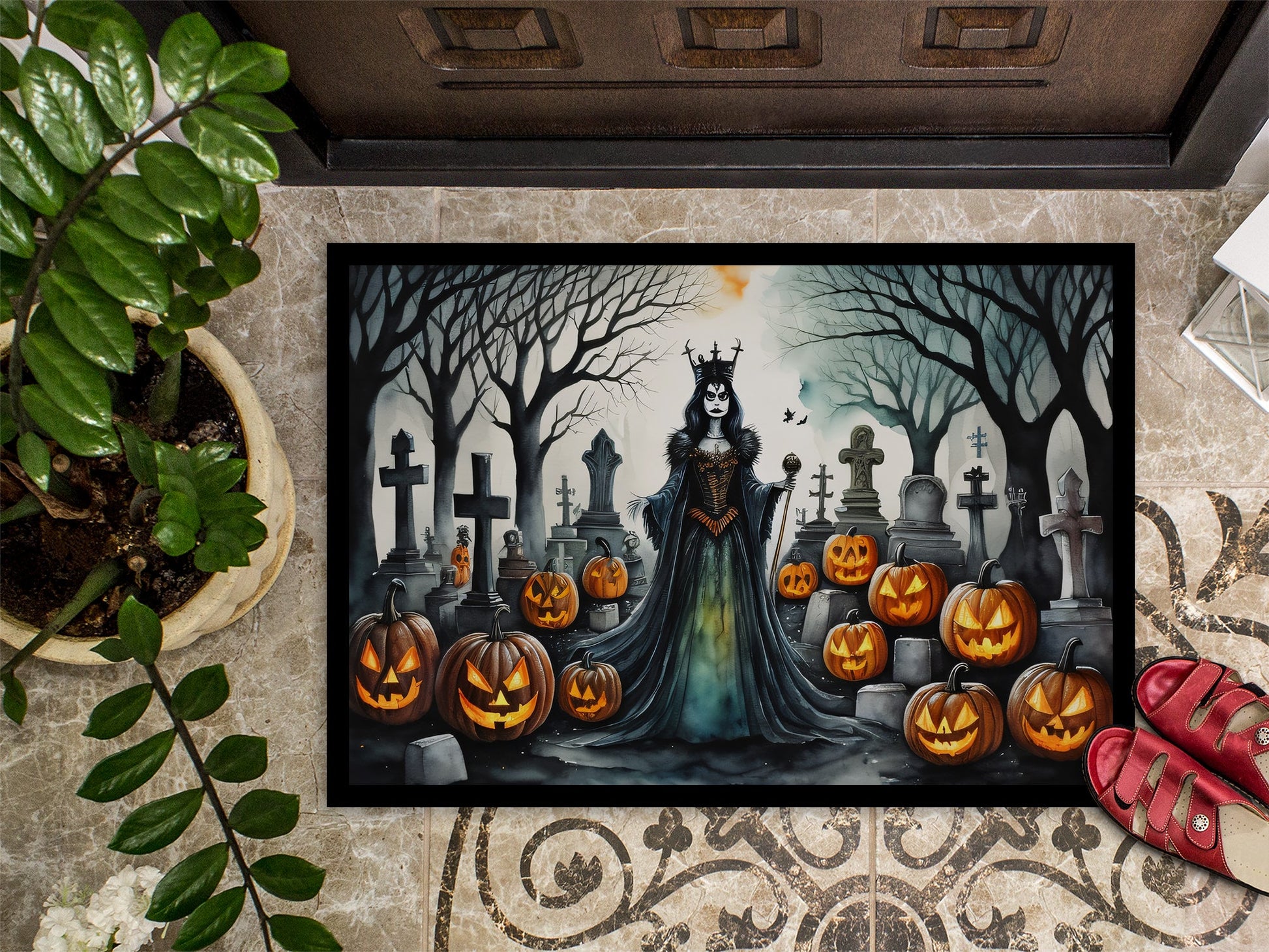 Evil Queen Spooky Halloween Doormat-2