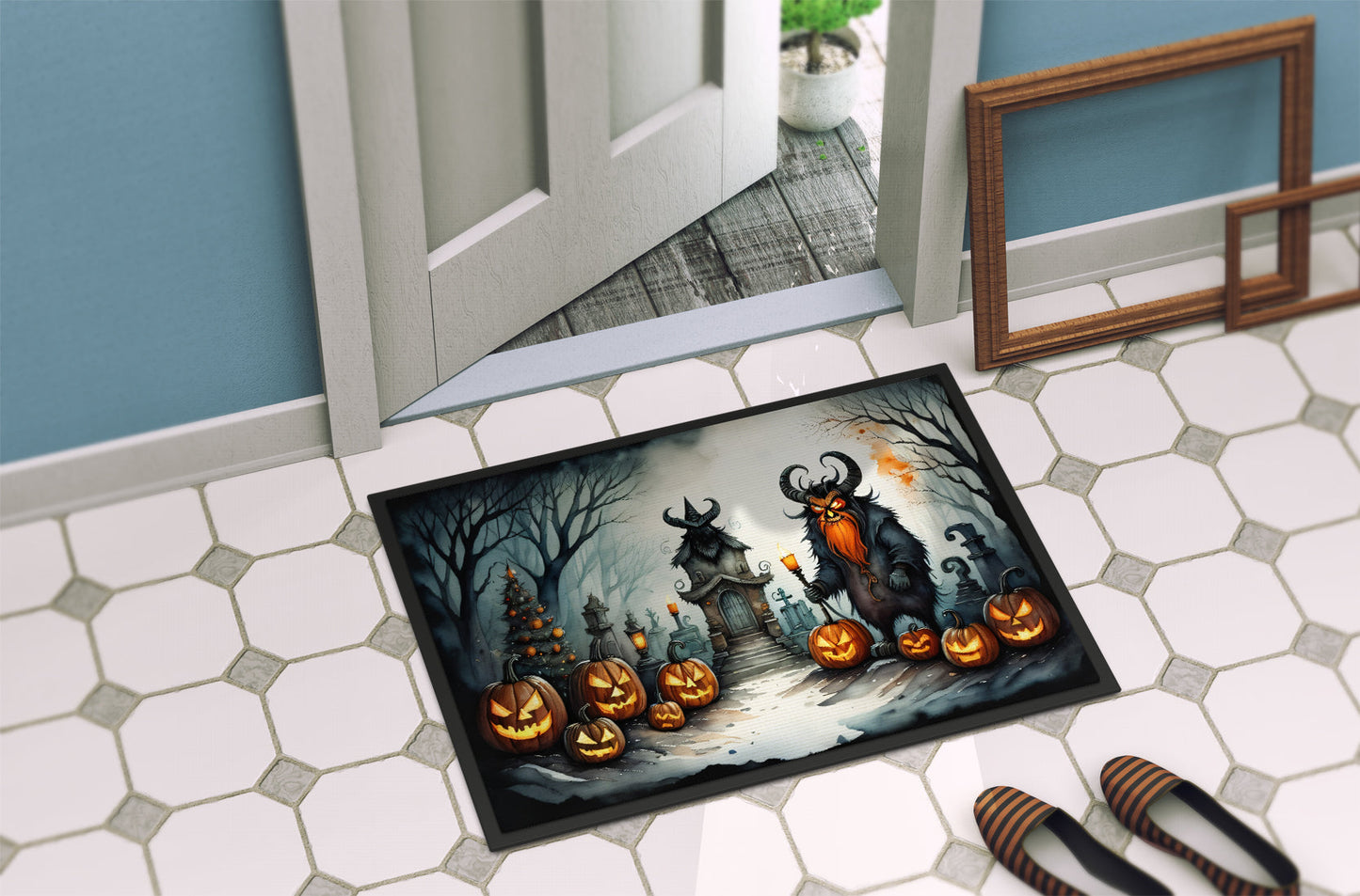 Krampus The Christmas Demon Spooky Halloween Doormat-3