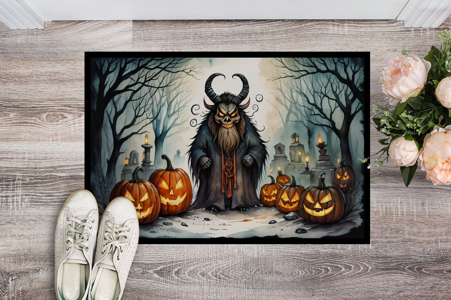 Krampus The Christmas Demon Spooky Halloween Doormat-1