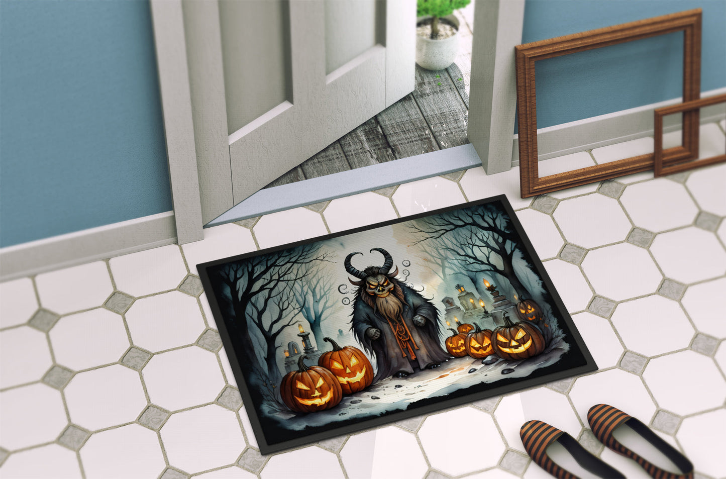 Krampus The Christmas Demon Spooky Halloween Doormat-3