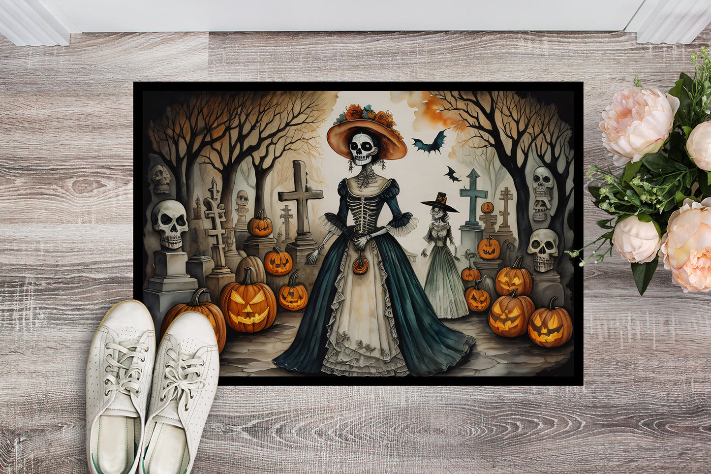 La Catrina Skeleton Spooky Halloween Doormat-1