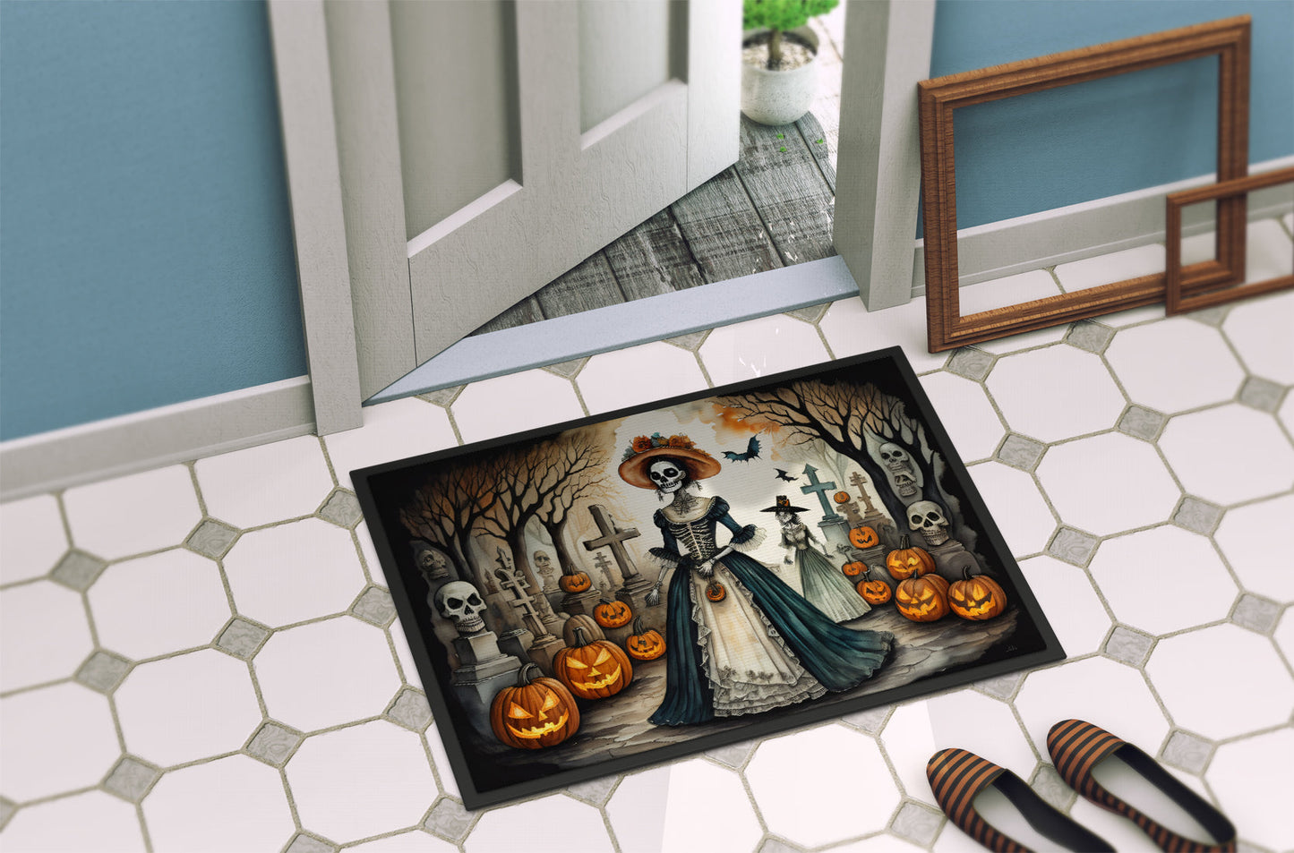 La Catrina Skeleton Spooky Halloween Doormat-3