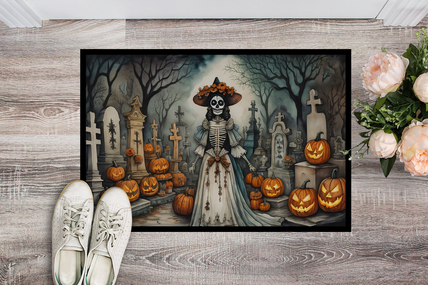 La Catrina Skeleton Spooky Halloween Doormat-1