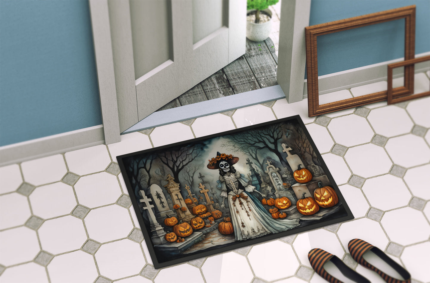 La Catrina Skeleton Spooky Halloween Doormat-3