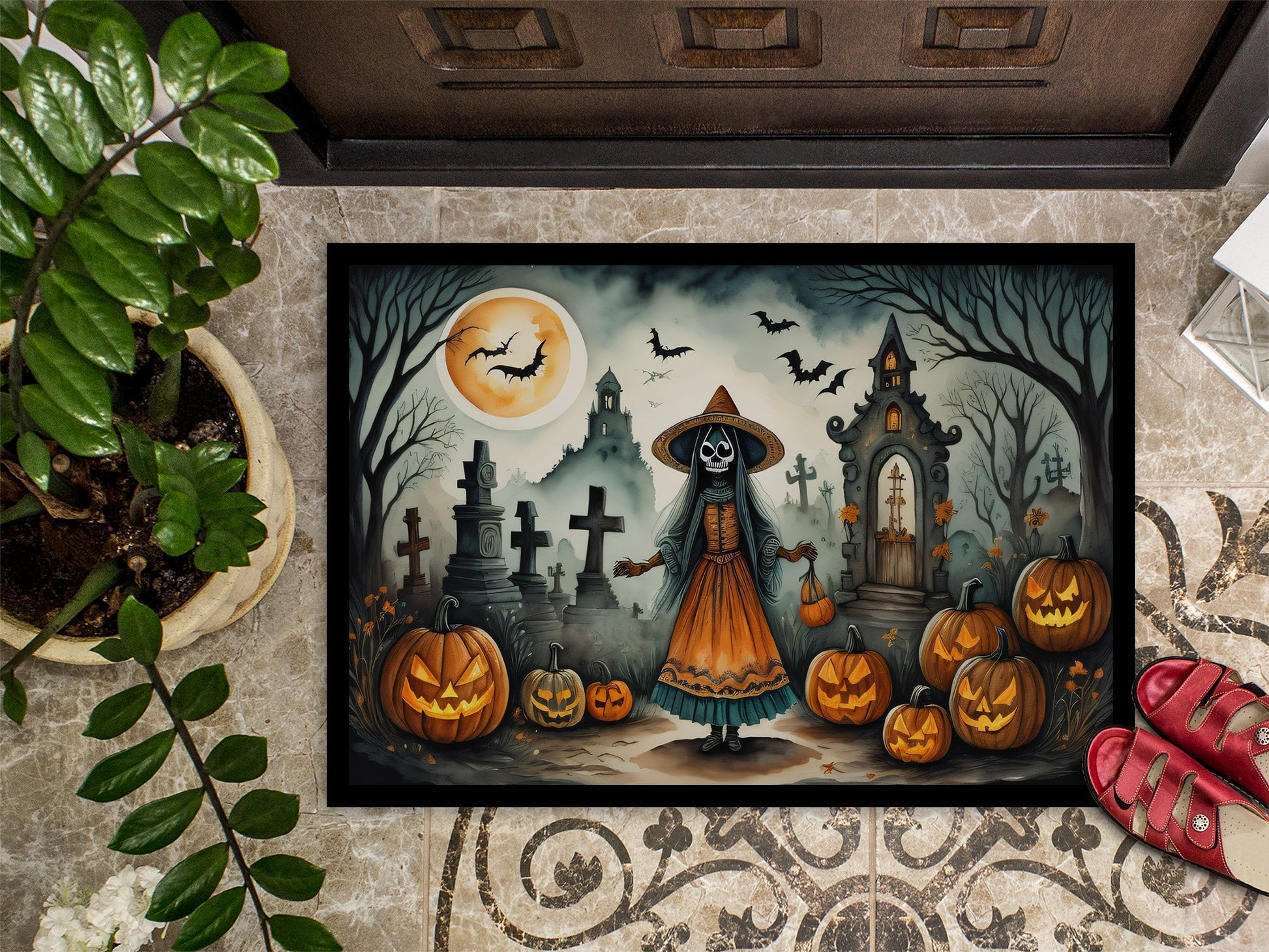 La Llorona Skeleton Spooky Halloween Doormat-2