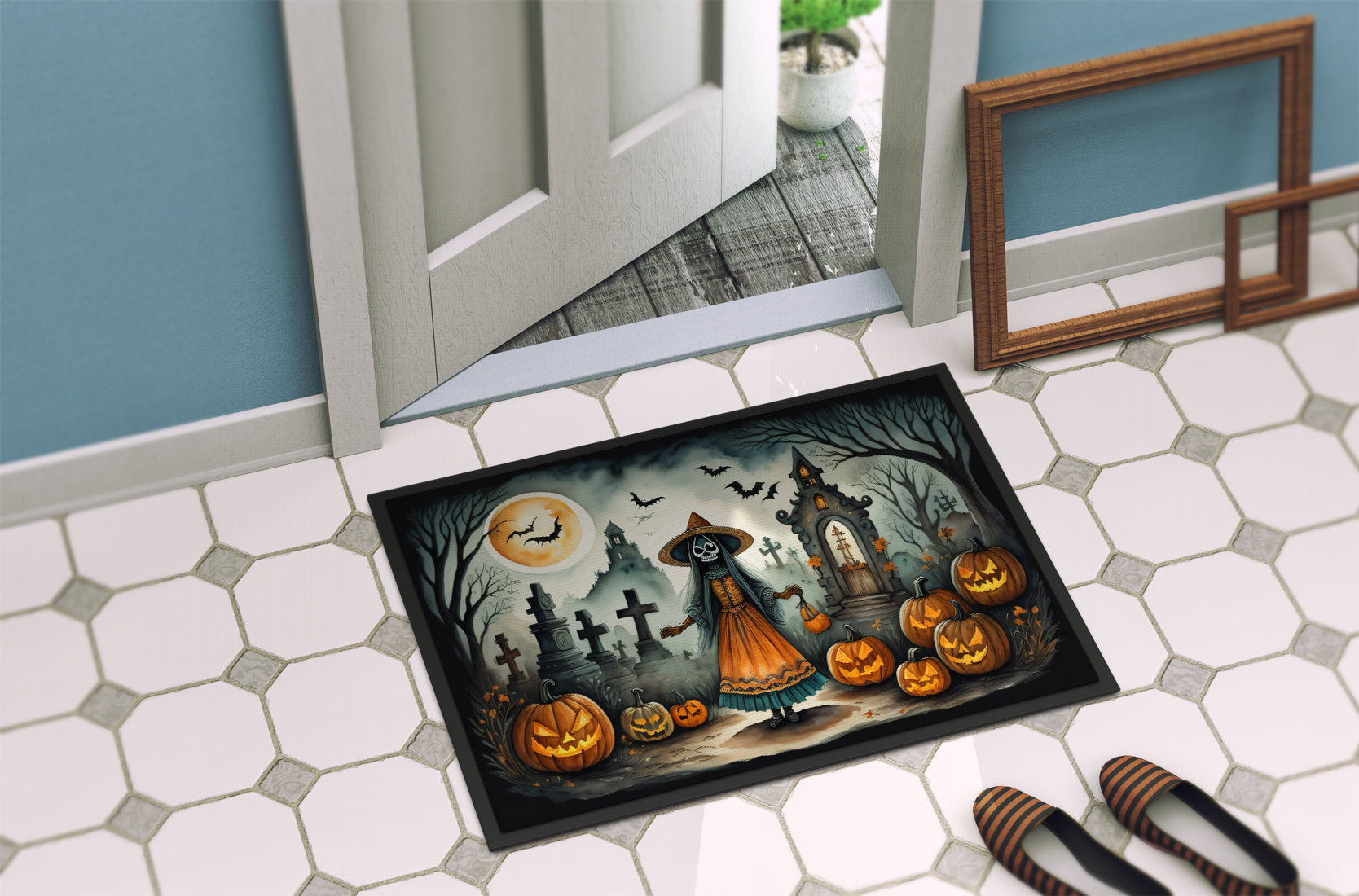 La Llorona Skeleton Spooky Halloween Doormat-3