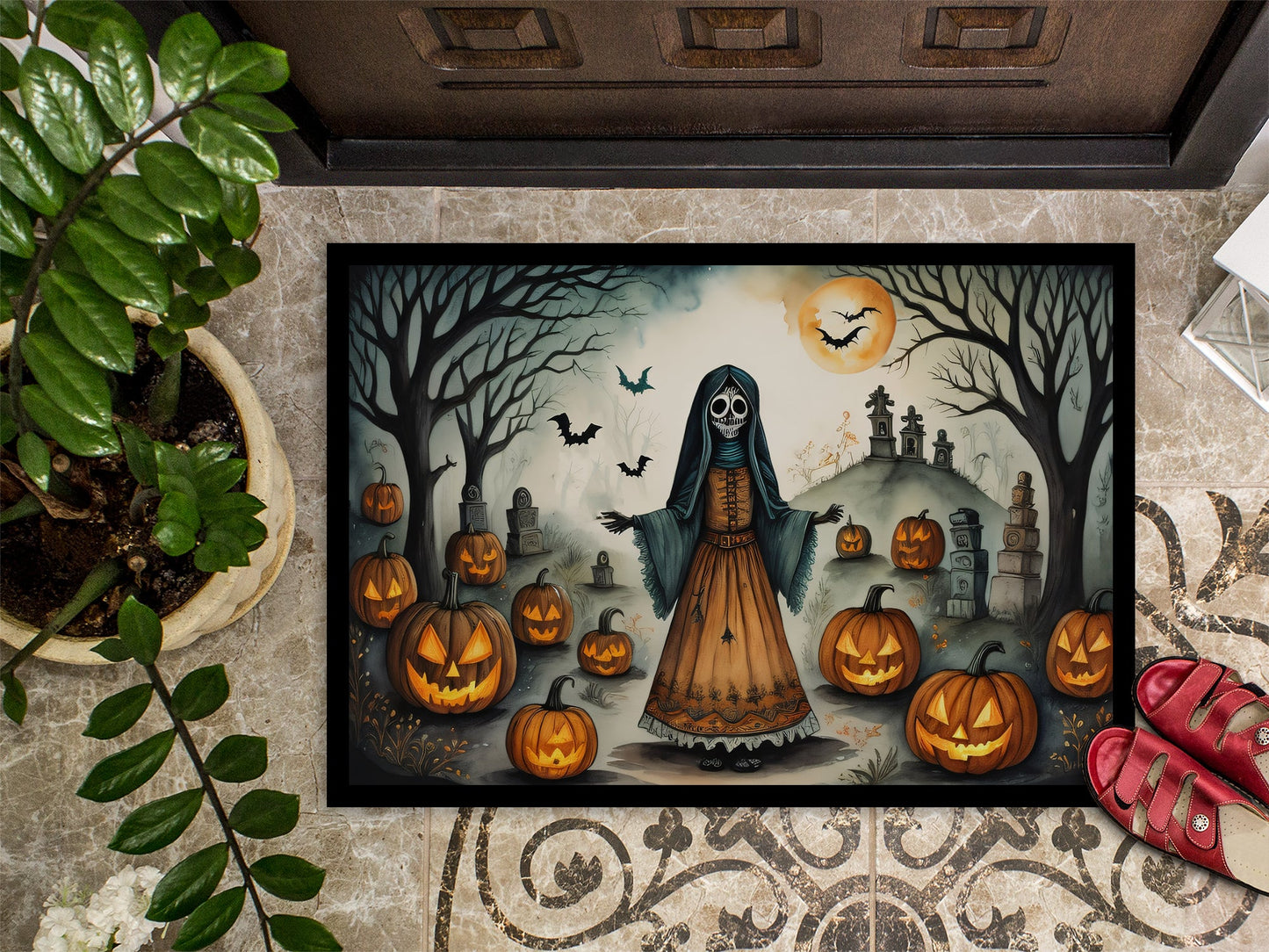 La Llorona Skeleton Spooky Halloween Doormat-2