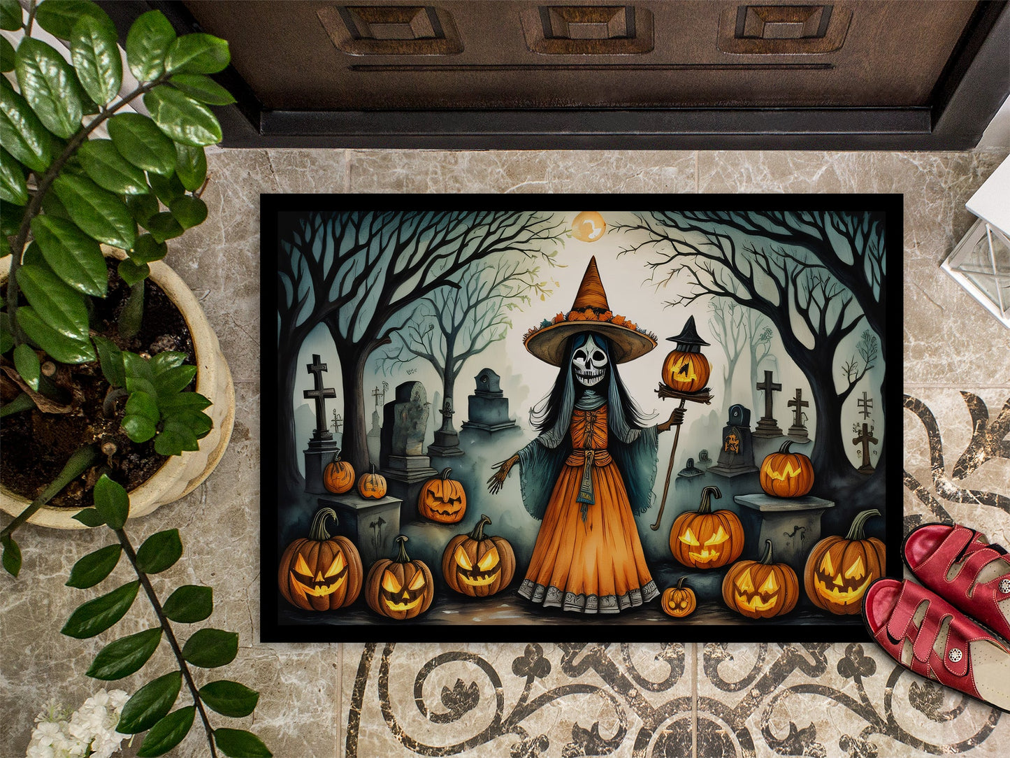 La Llorona Skeleton Spooky Halloween Doormat-2