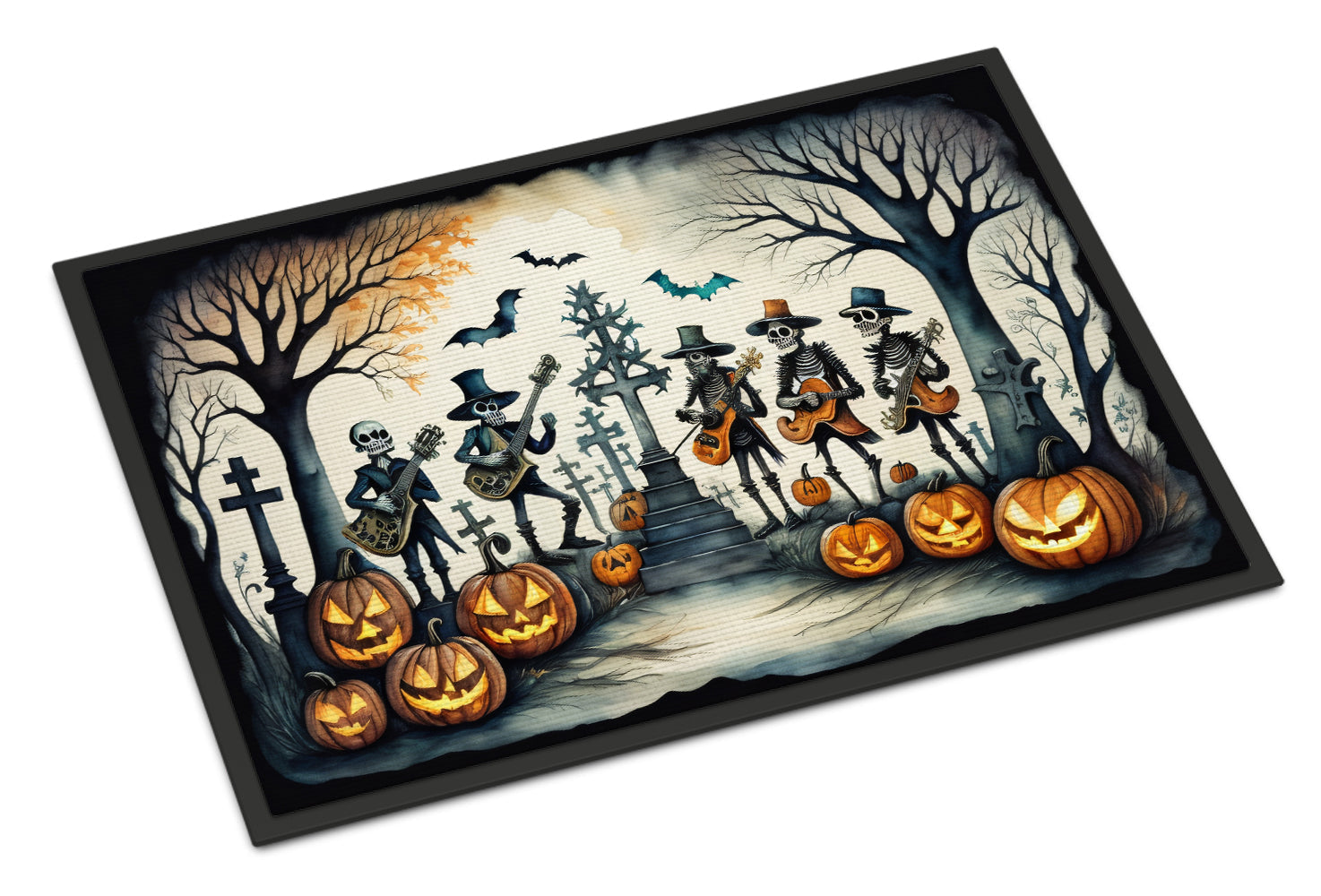 Mariachi Skeleton Band Spooky Halloween Doormat-0