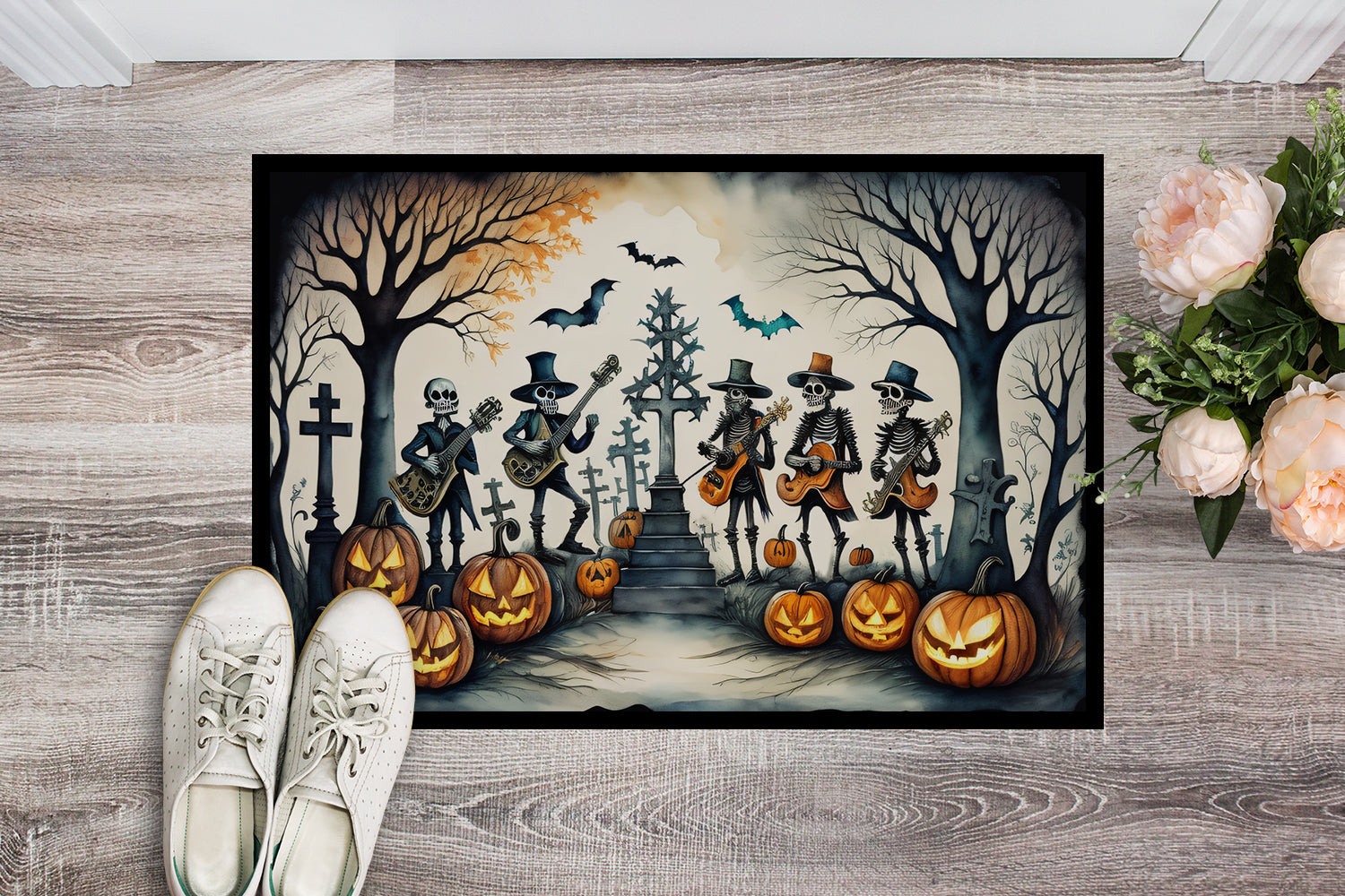 Mariachi Skeleton Band Spooky Halloween Doormat-1