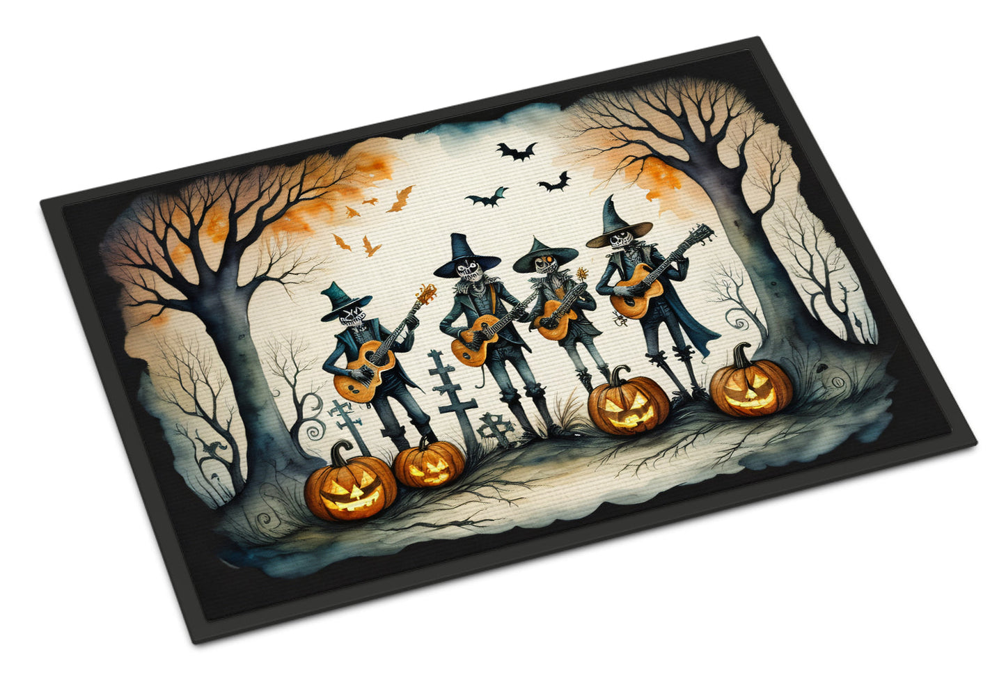 Mariachi Skeleton Band Spooky Halloween Doormat-0