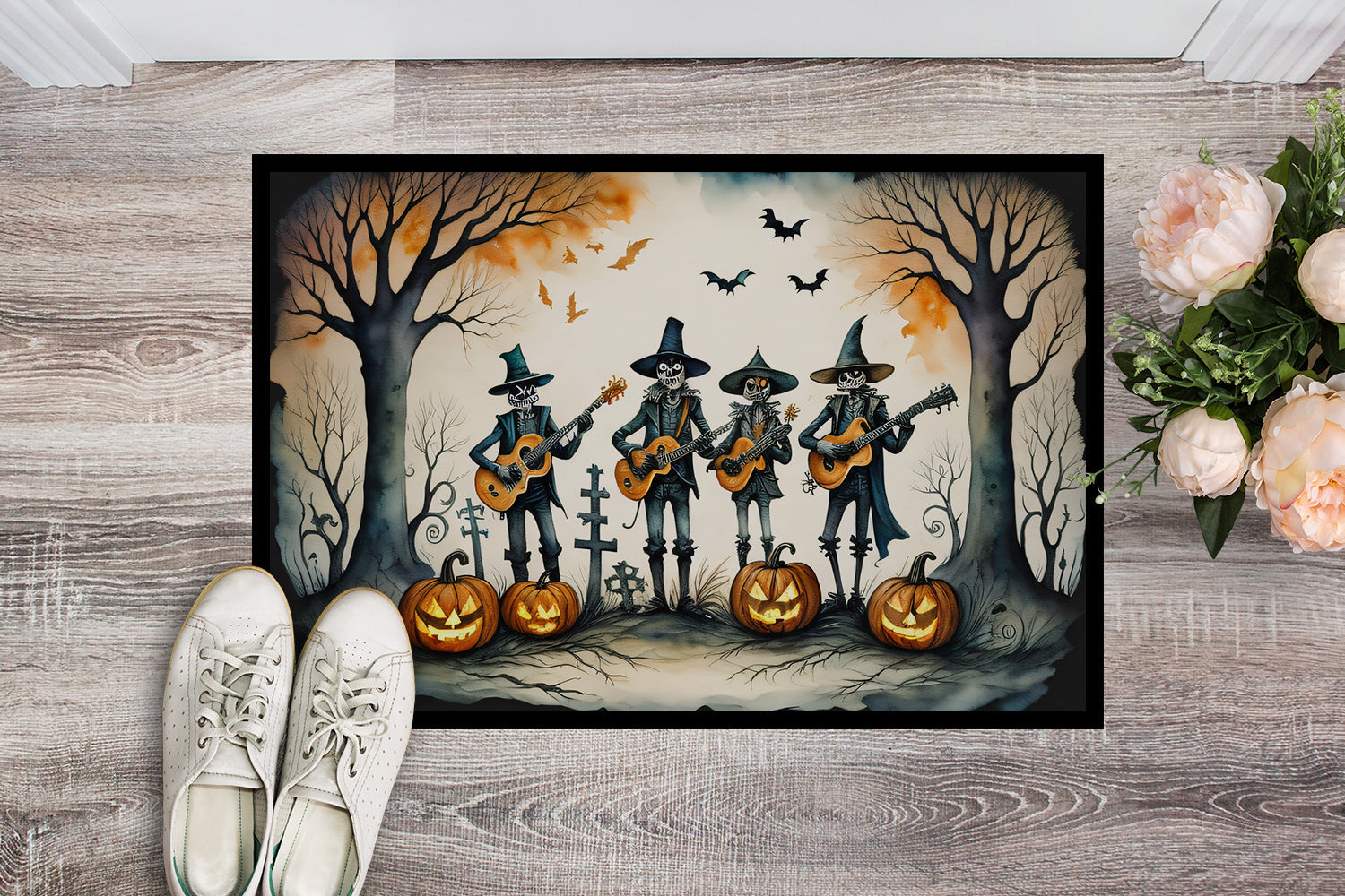 Mariachi Skeleton Band Spooky Halloween Doormat-1