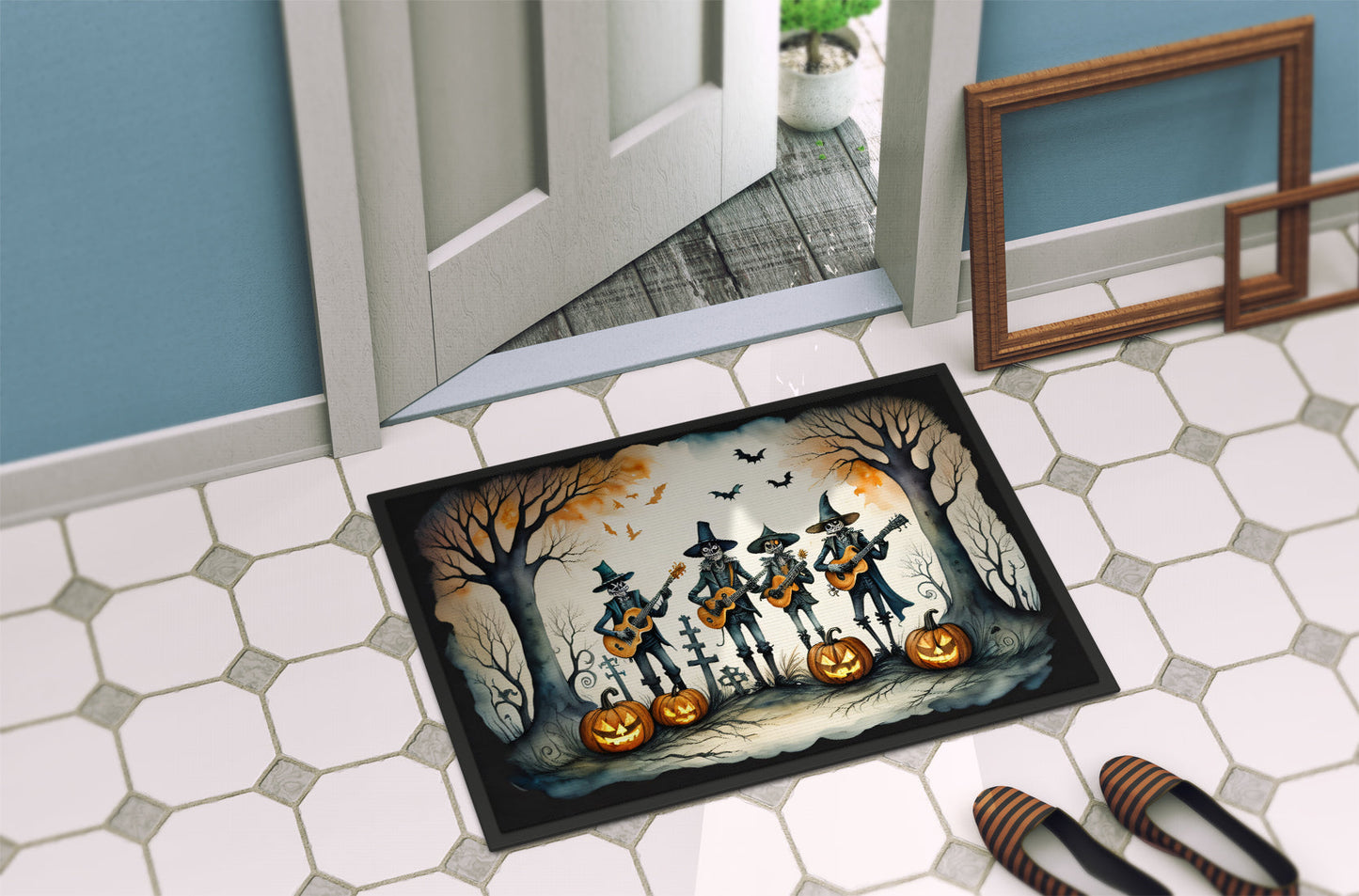 Mariachi Skeleton Band Spooky Halloween Doormat-3