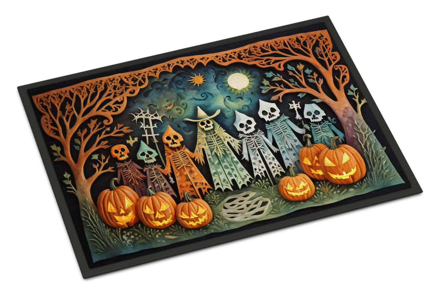 Papel Picado Skeletons Spooky Halloween Doormat-0