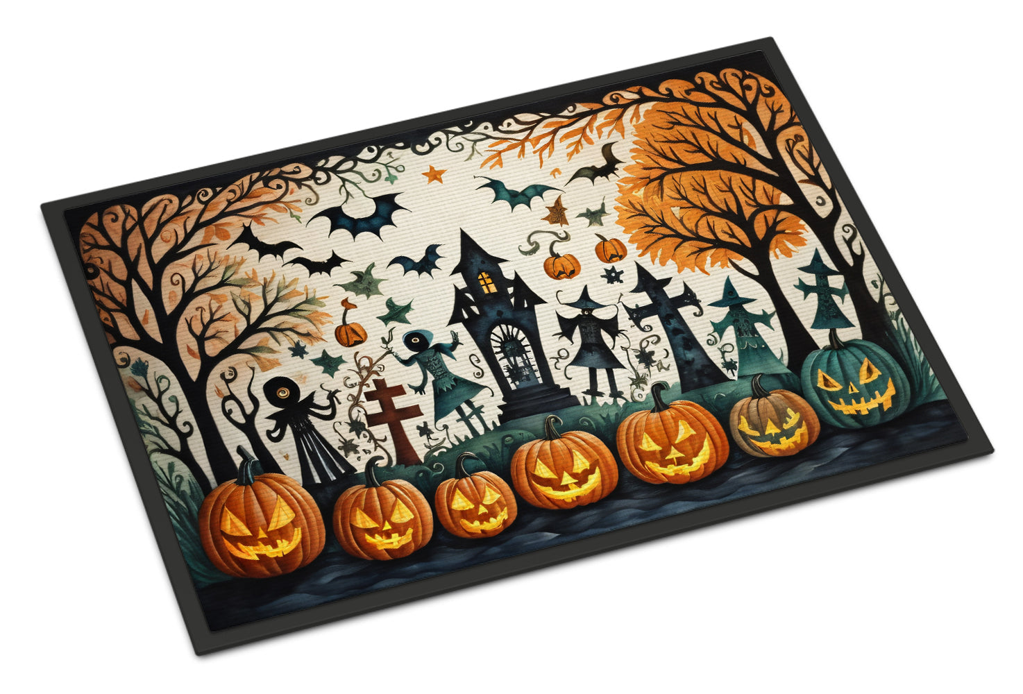 Papel Picado Skeletons Spooky Halloween Doormat-0