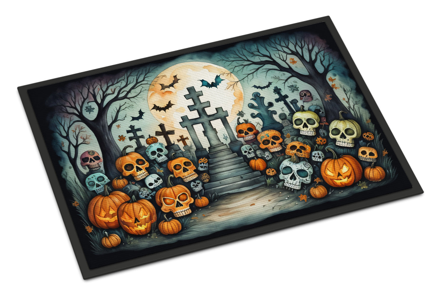 Calaveras Sugar Skulls Spooky Halloween Doormat-0