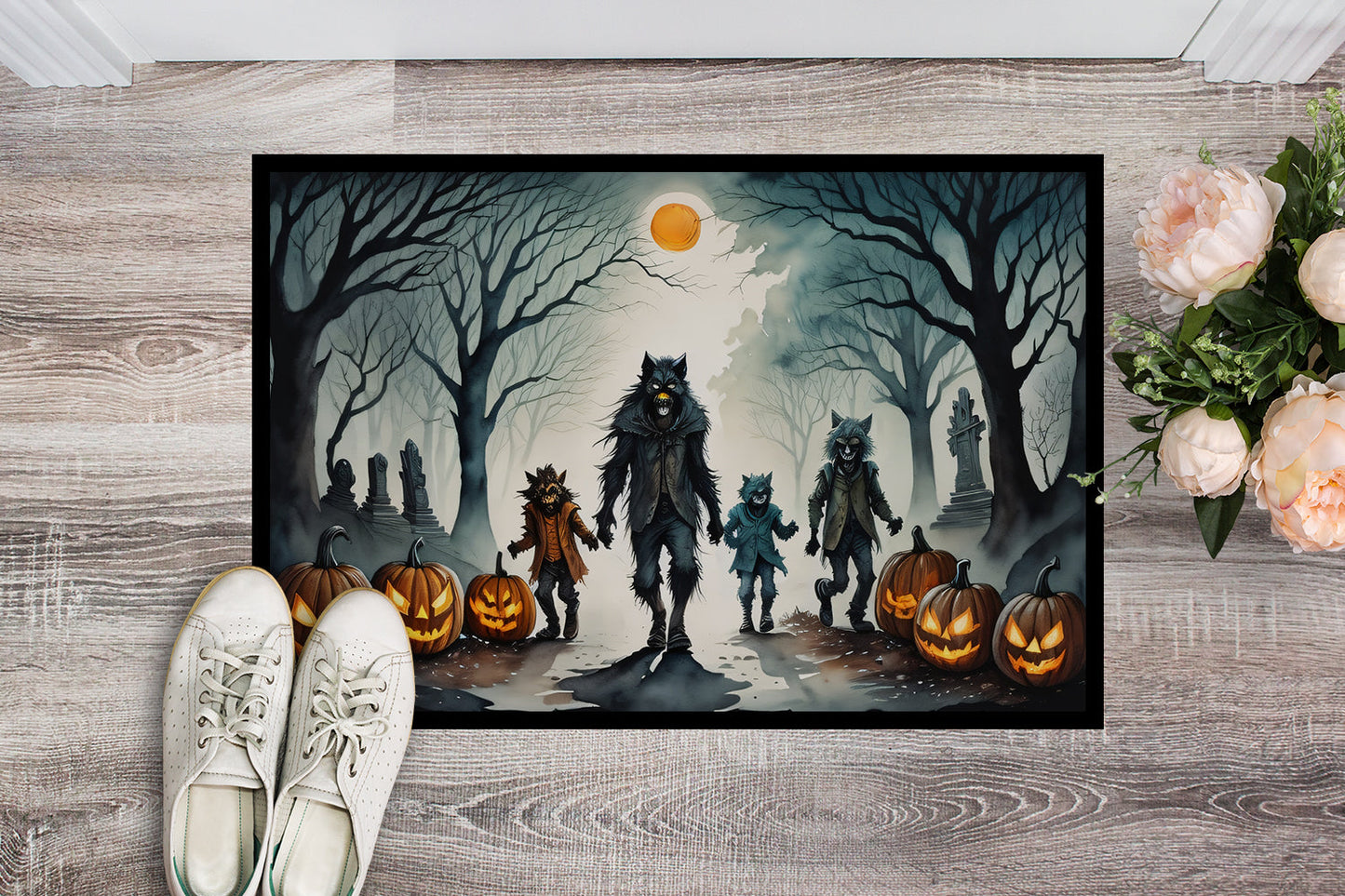 Werewolves Spooky Halloween Doormat-1