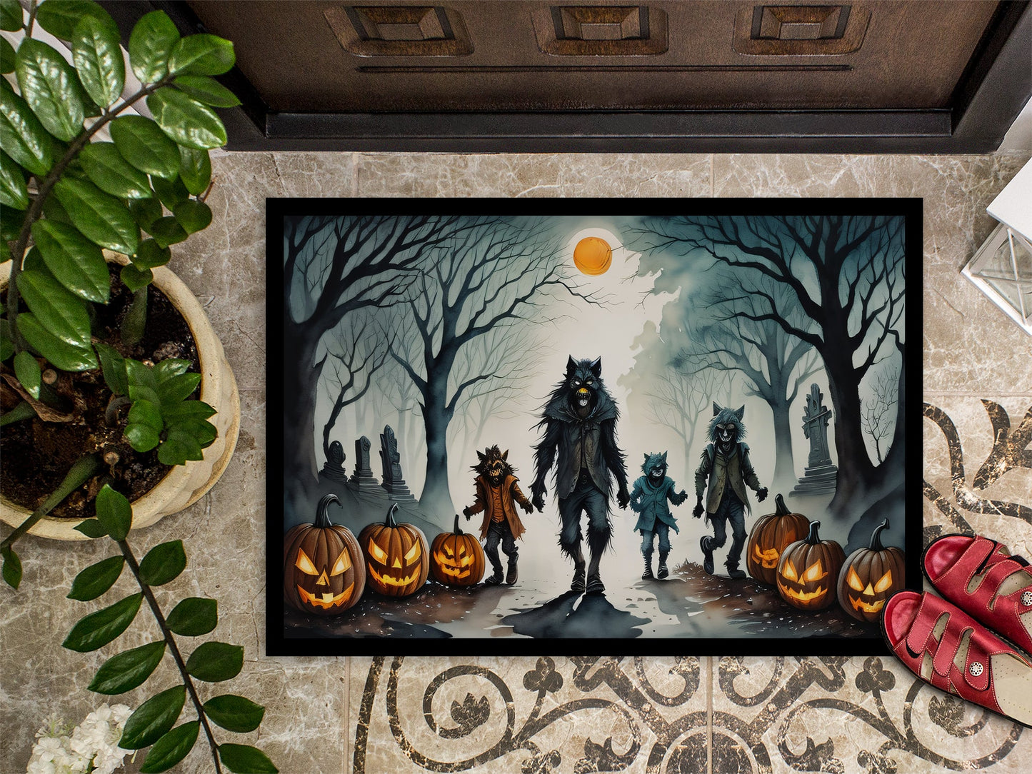 Werewolves Spooky Halloween Doormat-2