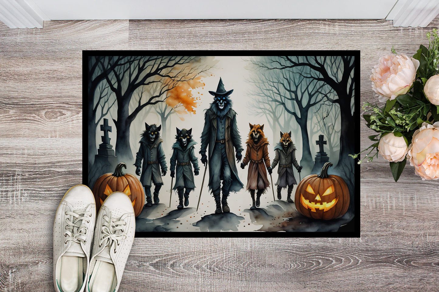 Werewolves Spooky Halloween Doormat-1