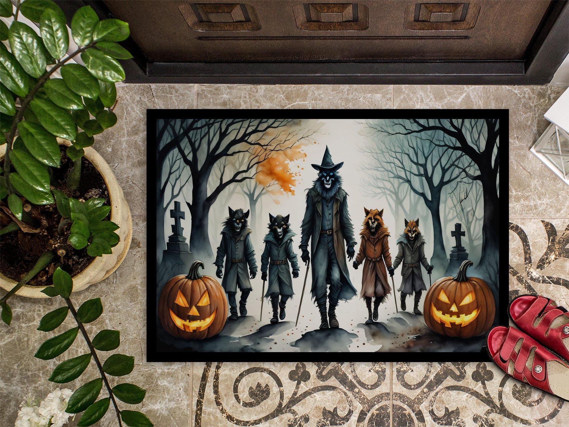 Werewolves Spooky Halloween Doormat-2