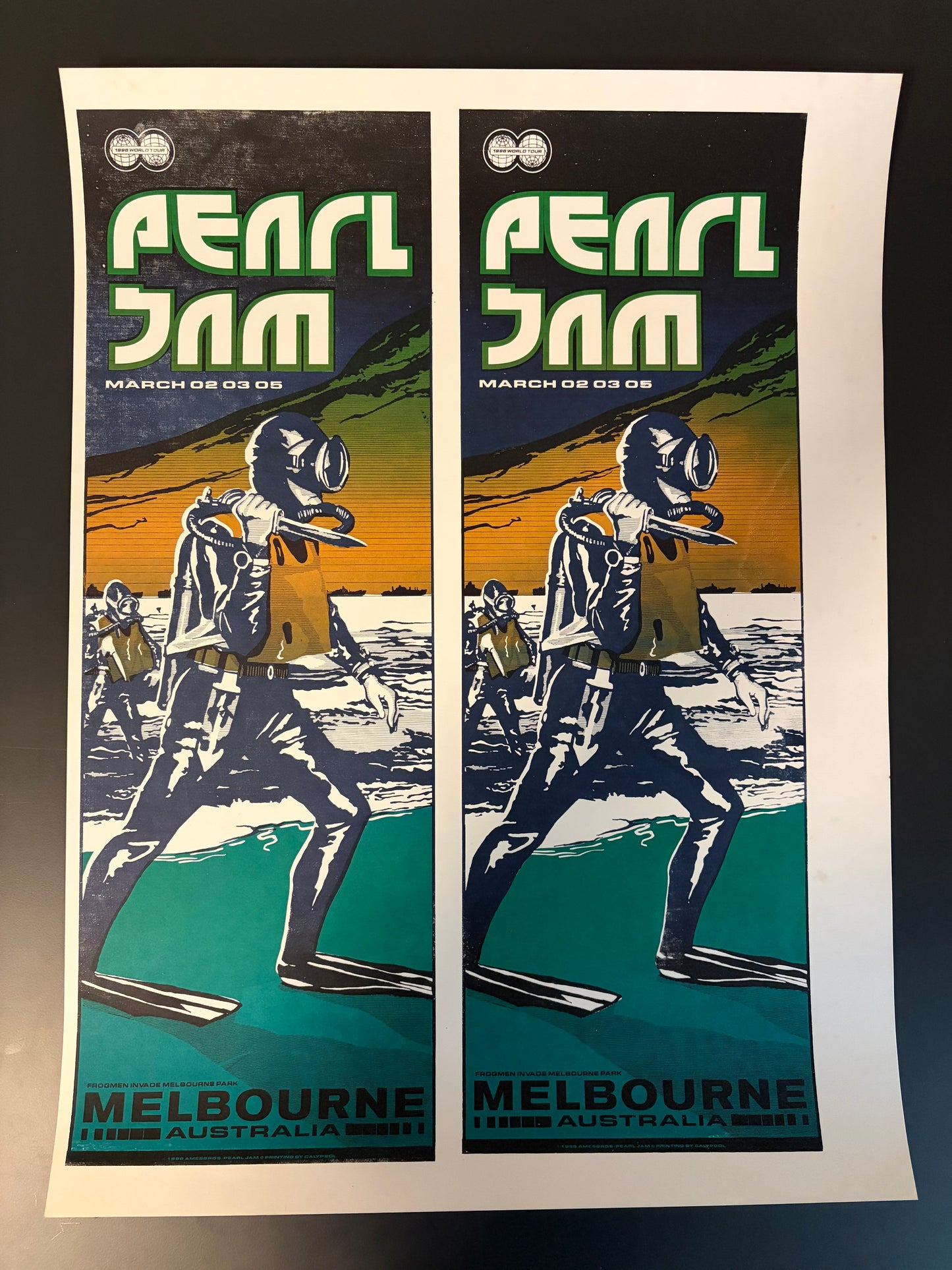 Pearl Jam Poster Melbourne, Australia 1998 (Uncut) - Ames Design