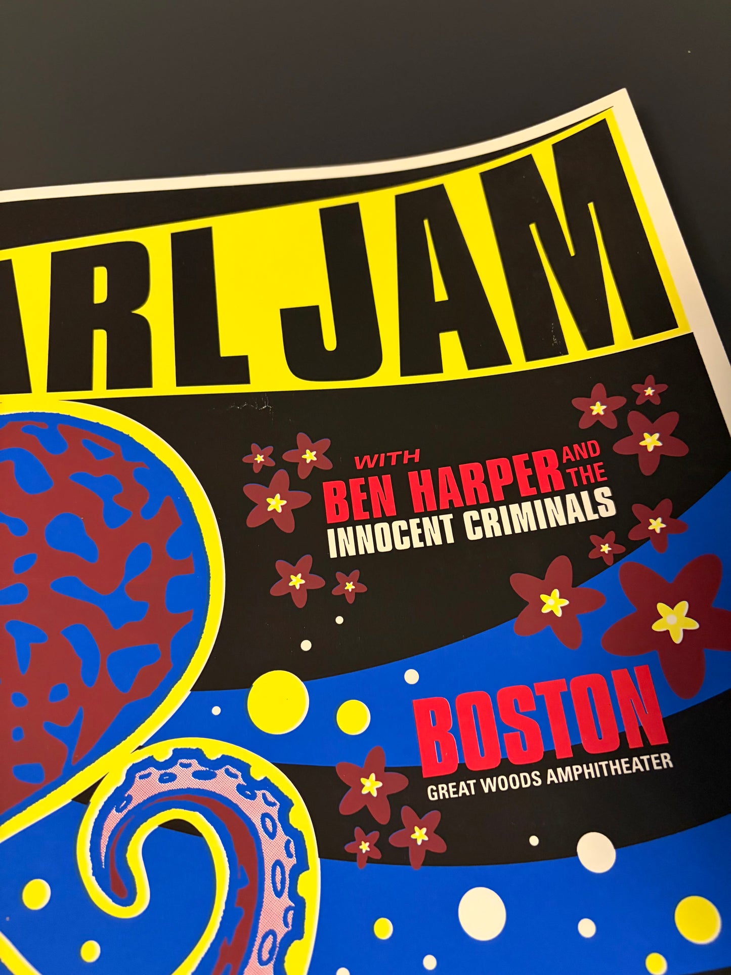 Pearl Jam Poster Boston / Mansfield, Massachusetts 1998 - Ames Design