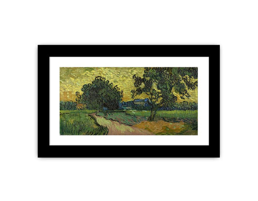 Landscape At Twilight By Van Gogh Framed Print-0