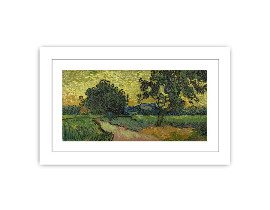 Landscape At Twilight By Van Gogh Framed Print-1