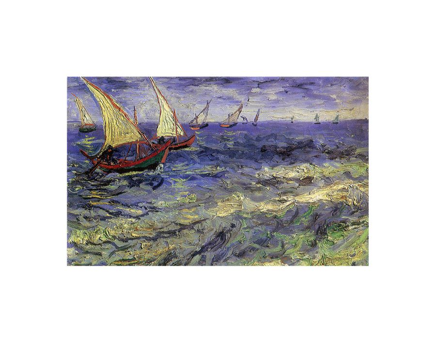 Boats Painting by Van Gogh Canvas Print-0