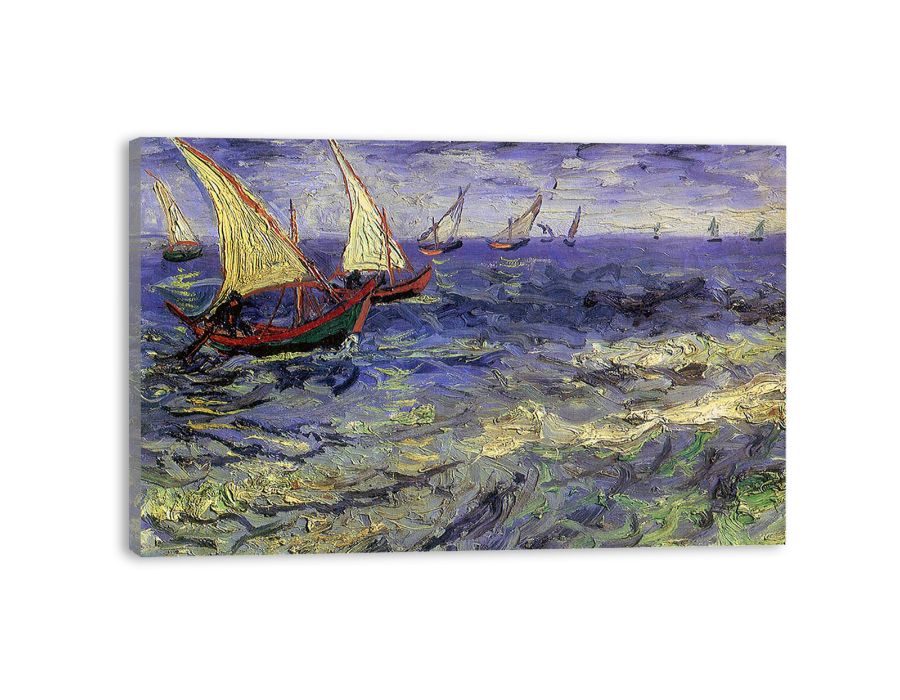 Boats Painting by Van Gogh Canvas Print-1