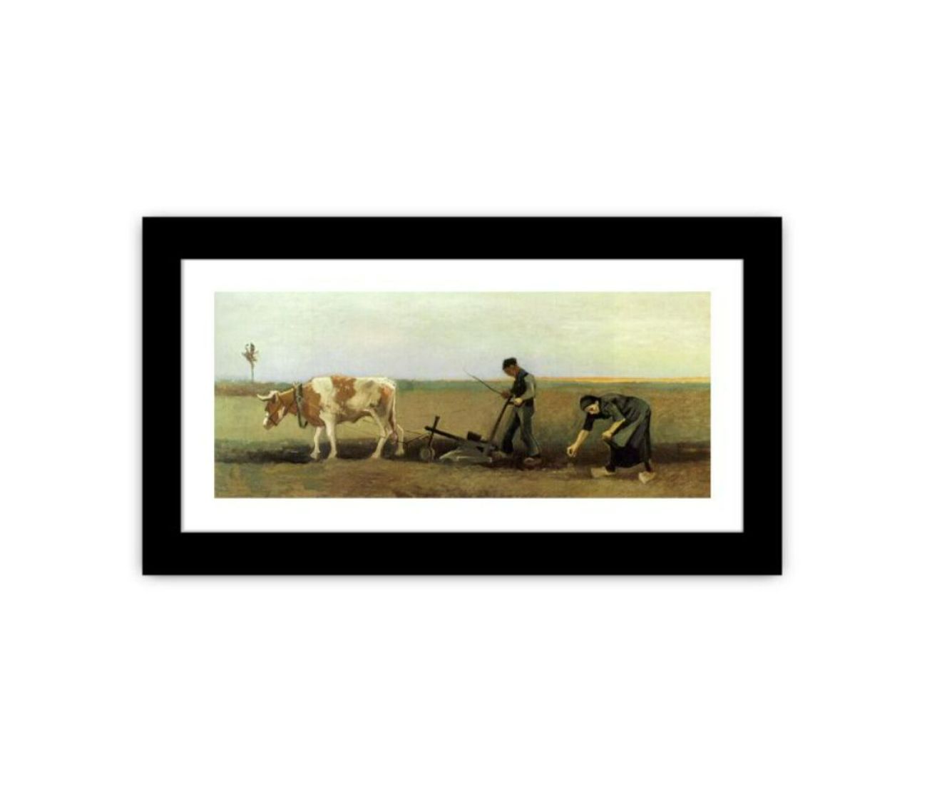 Plow In Field Painting by Van Gogh Framed Print-0