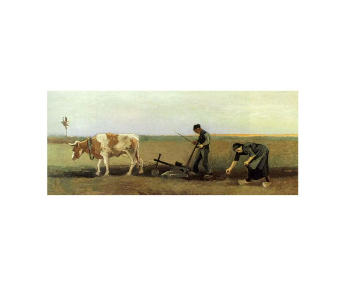 Plow In Field Painting by Van Gogh Framed Print-4