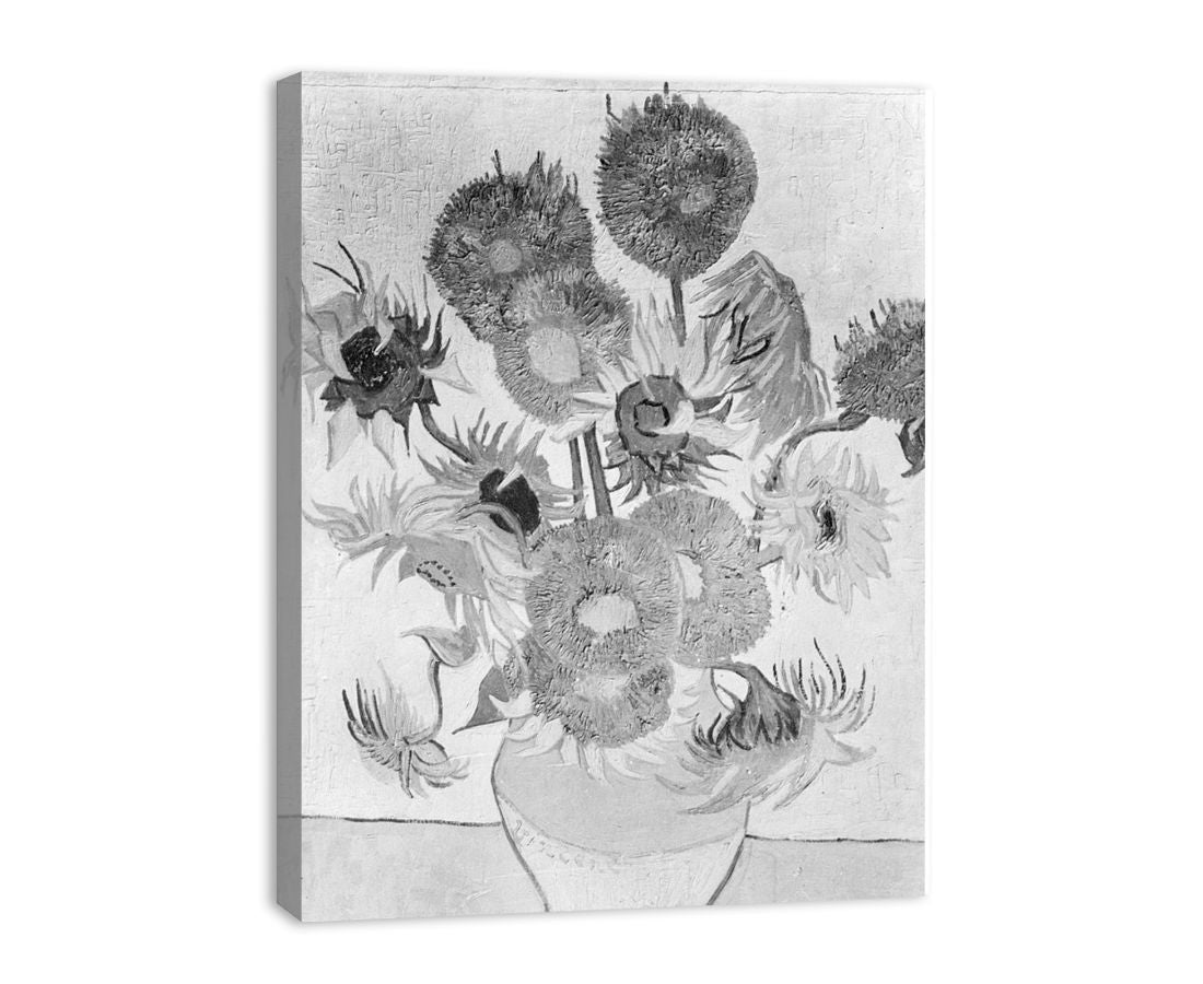 Sunflower Black & White by Van Gogh Canvas Print-1