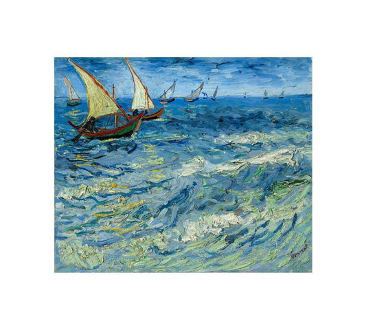 Seascape Boats Painting Canvas Print-0