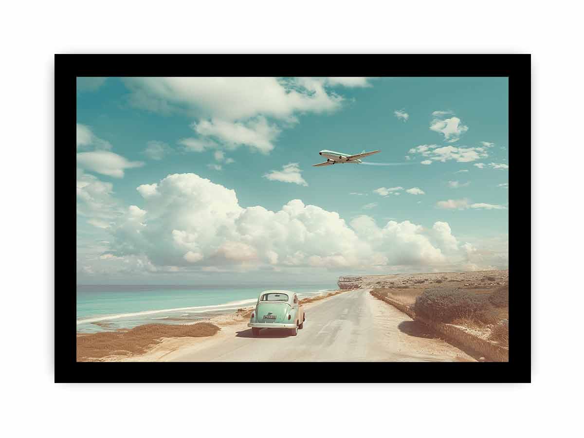 Car Beach Road Framed Print-2