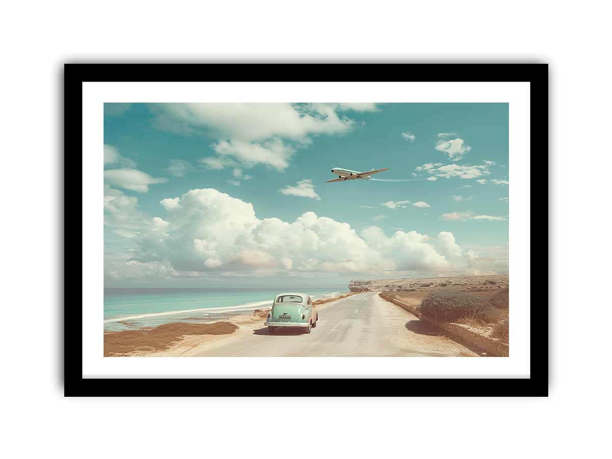 Car Beach Road Framed Print-0