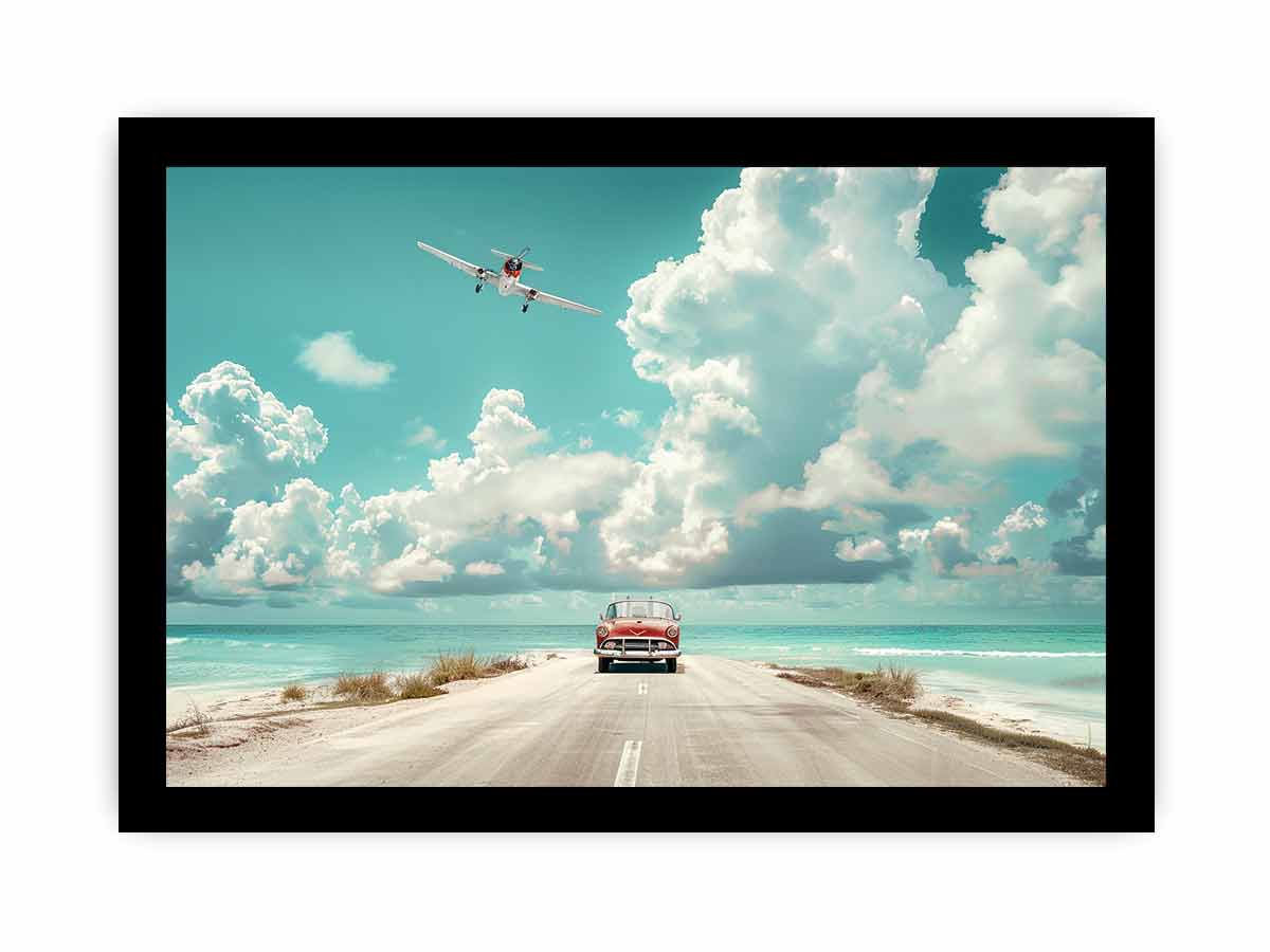 Beach Road Car  Framed Print-2