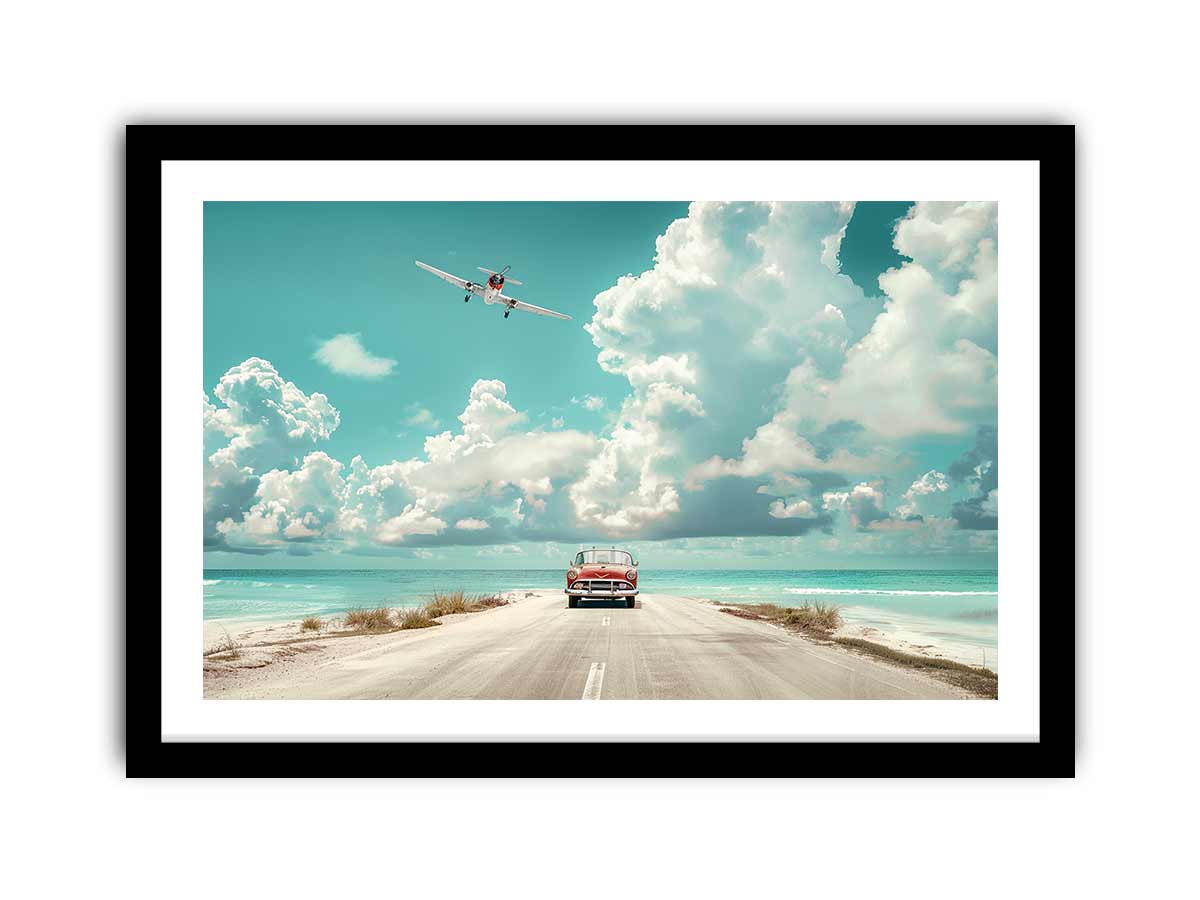 Beach Road Car  Framed Print-0