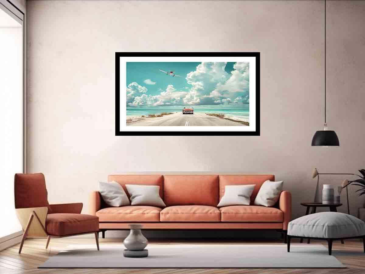 Beach Road Car  Framed Print-4