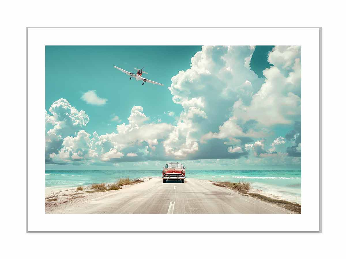 Beach Road Car  Framed Print-3